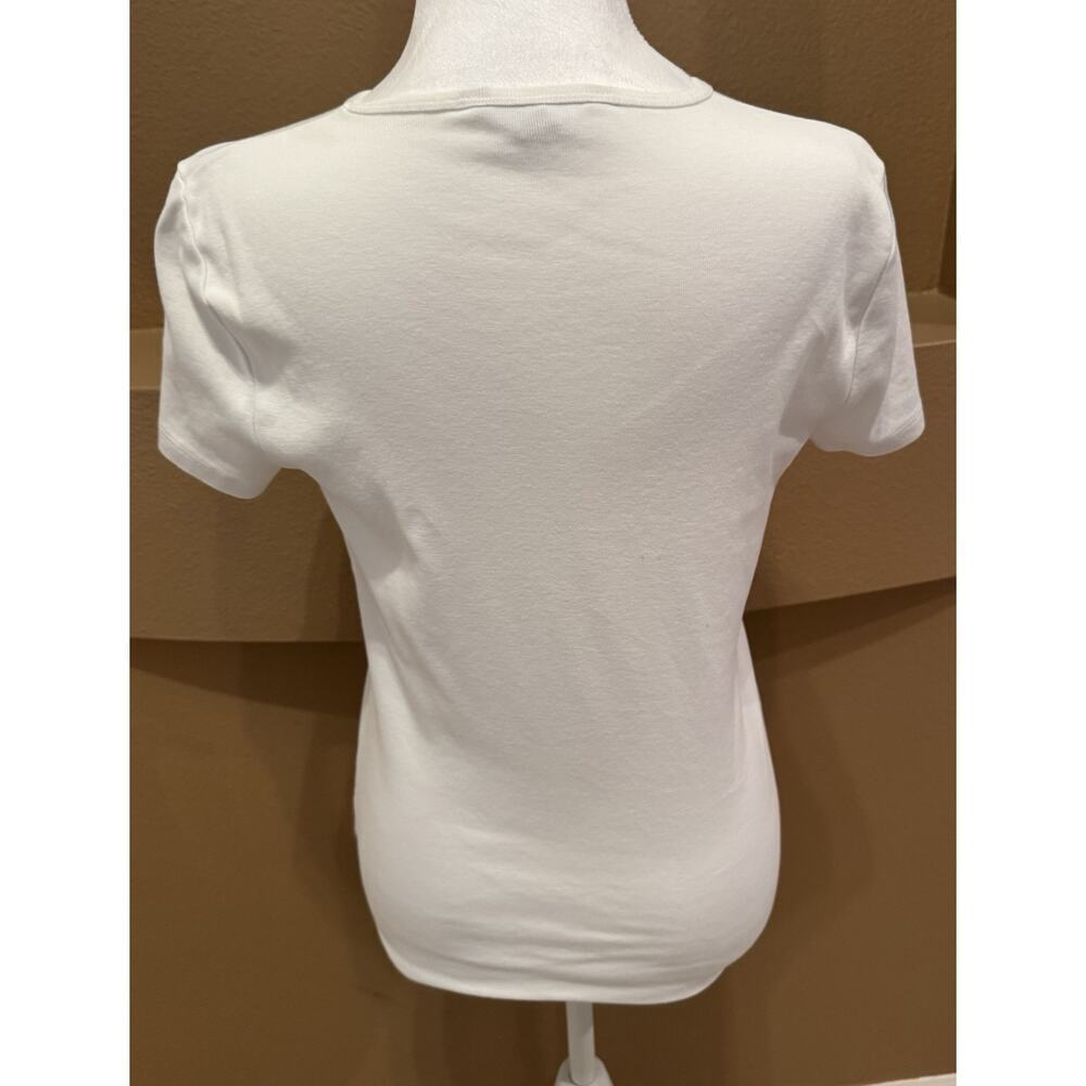 Lauren by Ralph Lauren Woman’s White T-shirt Cotton Size L - Picture 4 of 7